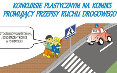 Komiks promujący przepisy i zasady ruchu drogowego.